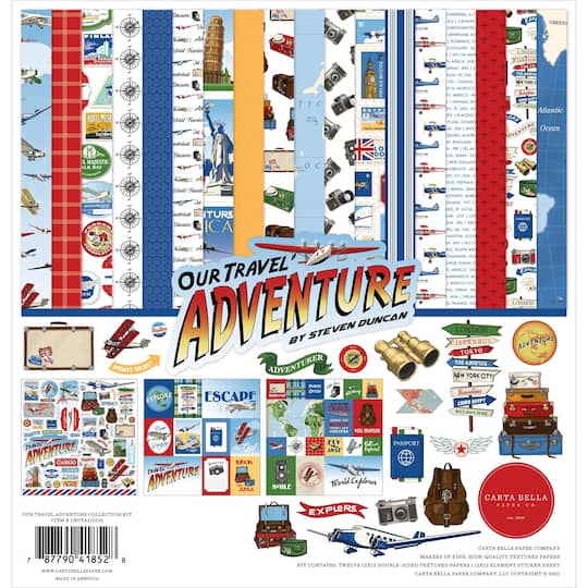 Carta Bella Paper Co. Our Travel Adventure Collection Kit, 12&#x22; x 12&#x22;